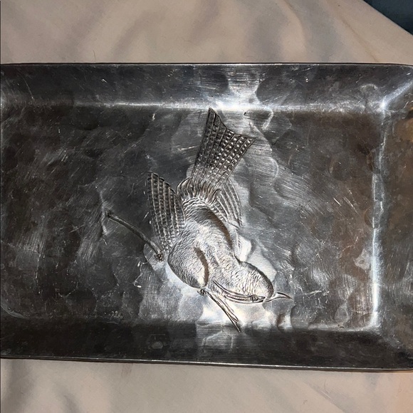 Vintage Metal Tray with Bird Design - Picture 1 of 5